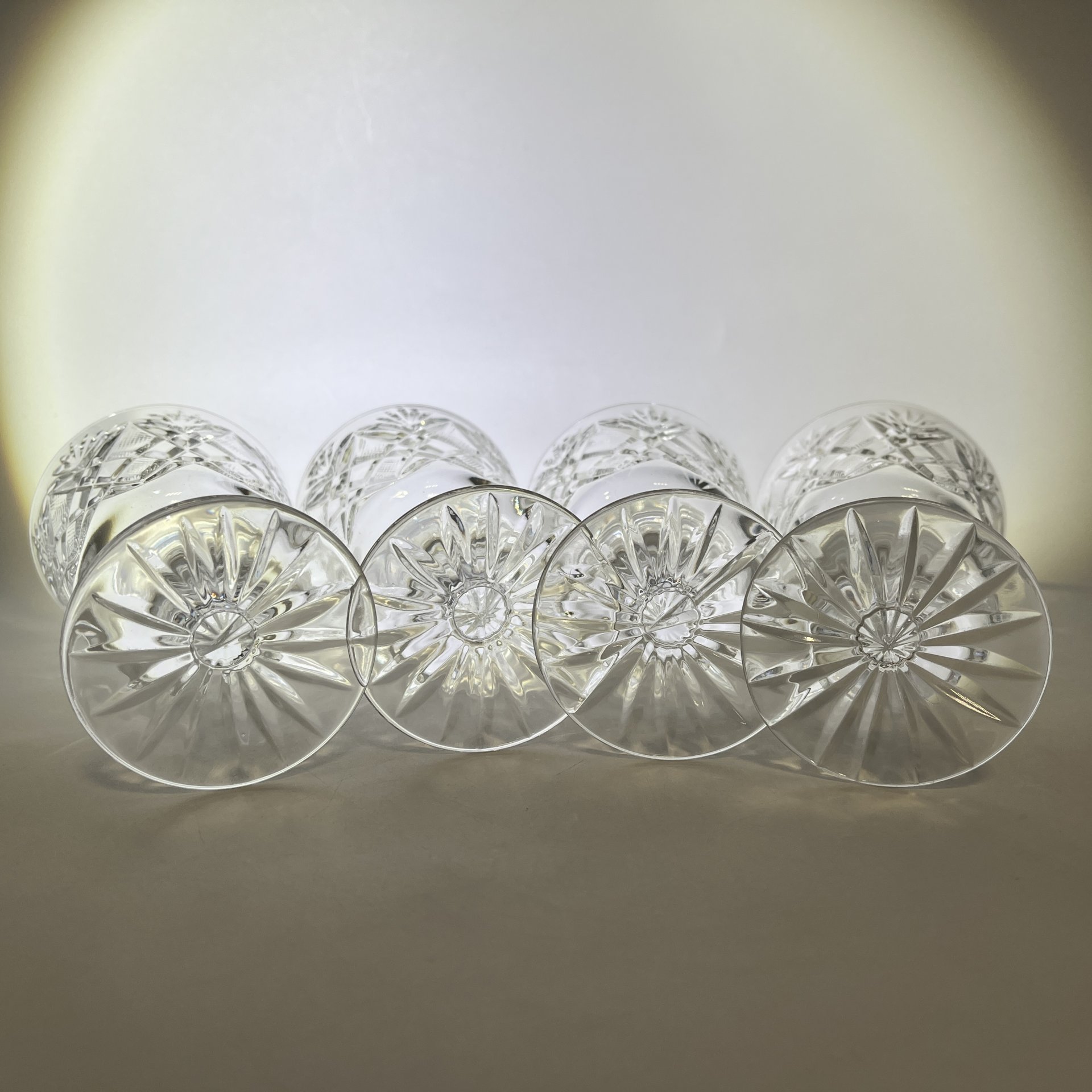 Набор из 4 бокалов/фужеров с геометрическим декором, хрусталь, пресс, СССР, 1970-1990 гг.