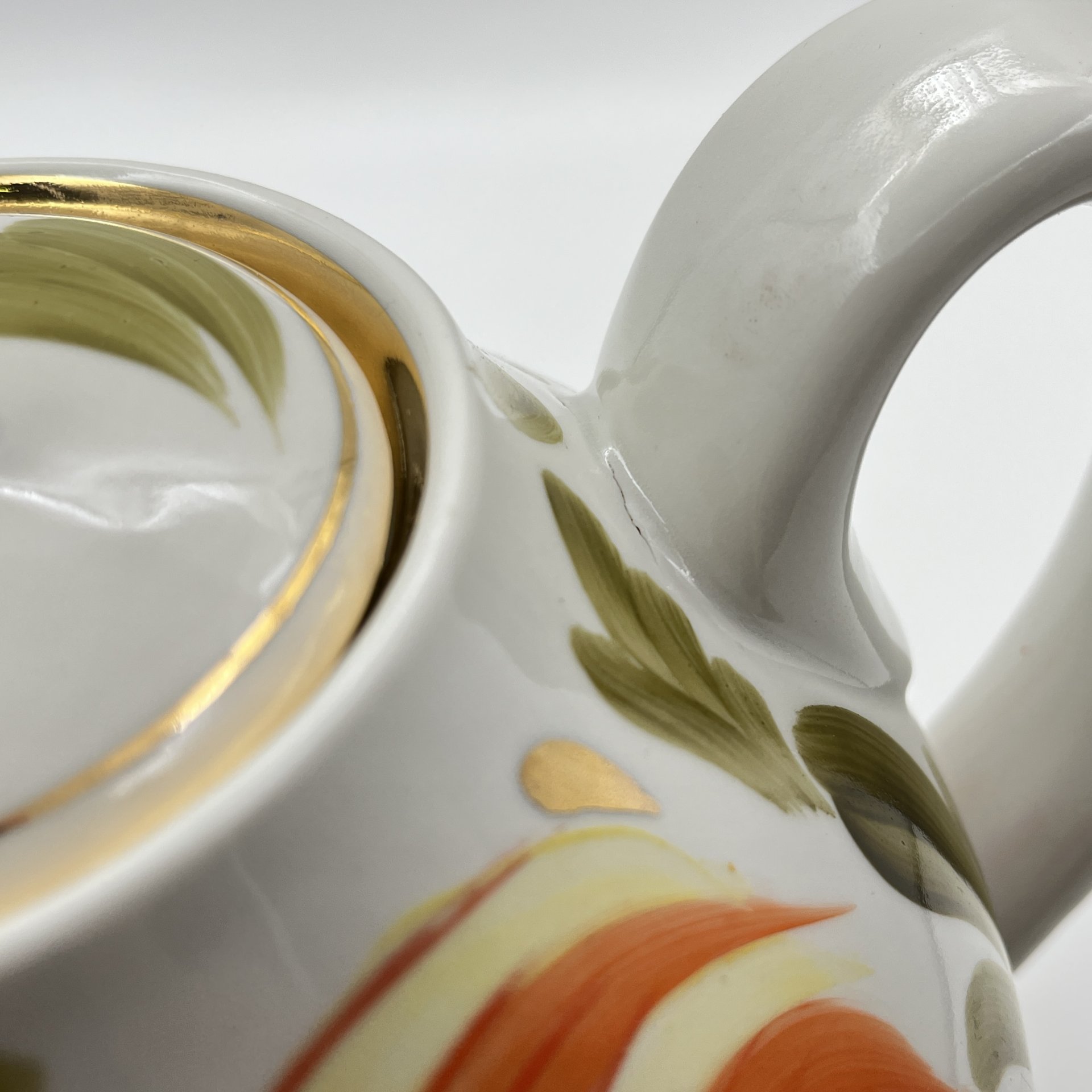 Набор из трёх чайников "Петушок", фарфор, роспись, золочение, Городницкий фарфоровый завод, СССР, 1970-1991 гг.