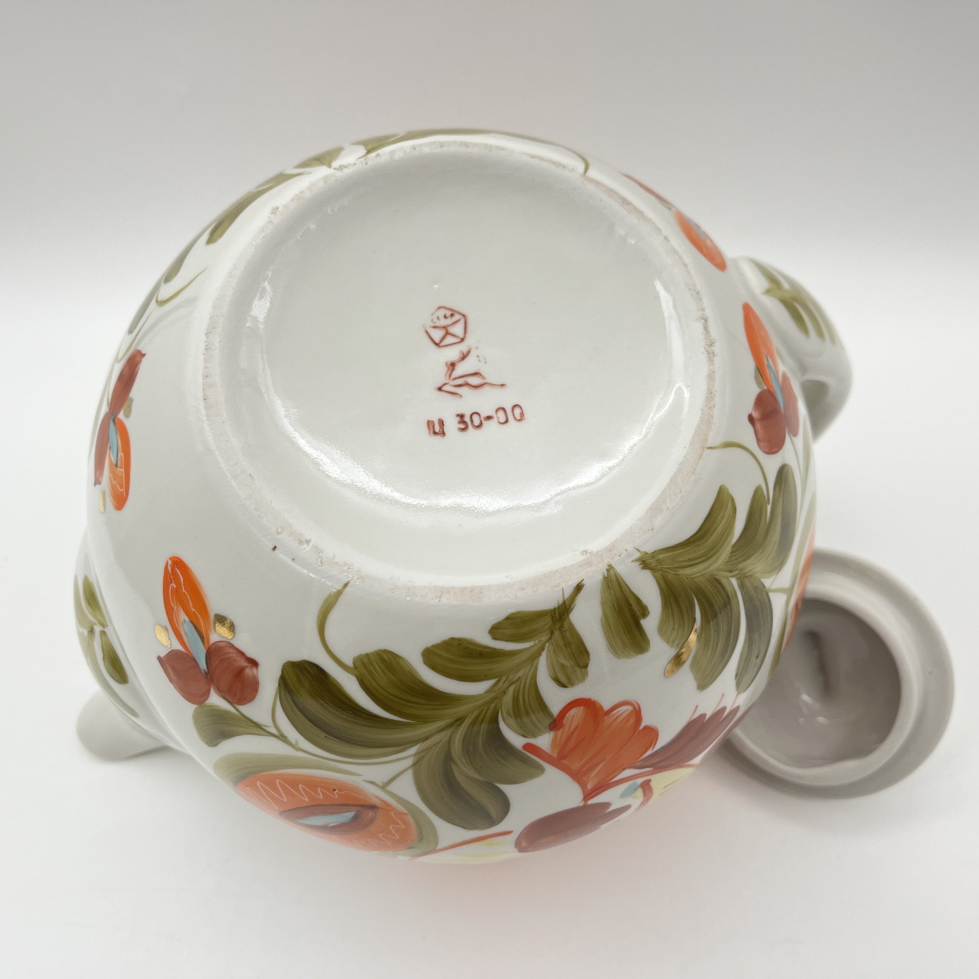 Набор из трёх чайников "Петушок", фарфор, роспись, золочение, Городницкий фарфоровый завод, СССР, 1970-1991 гг.