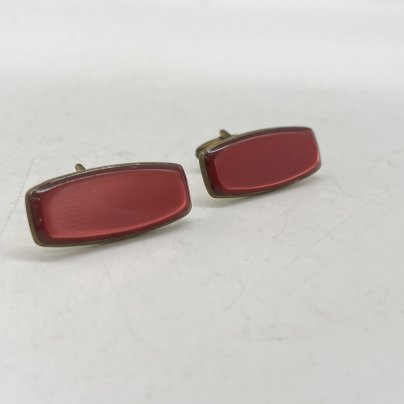 Запонки винтажные в малиновом оттенке, металл, пластик, СССР, 1970-1990 гг.