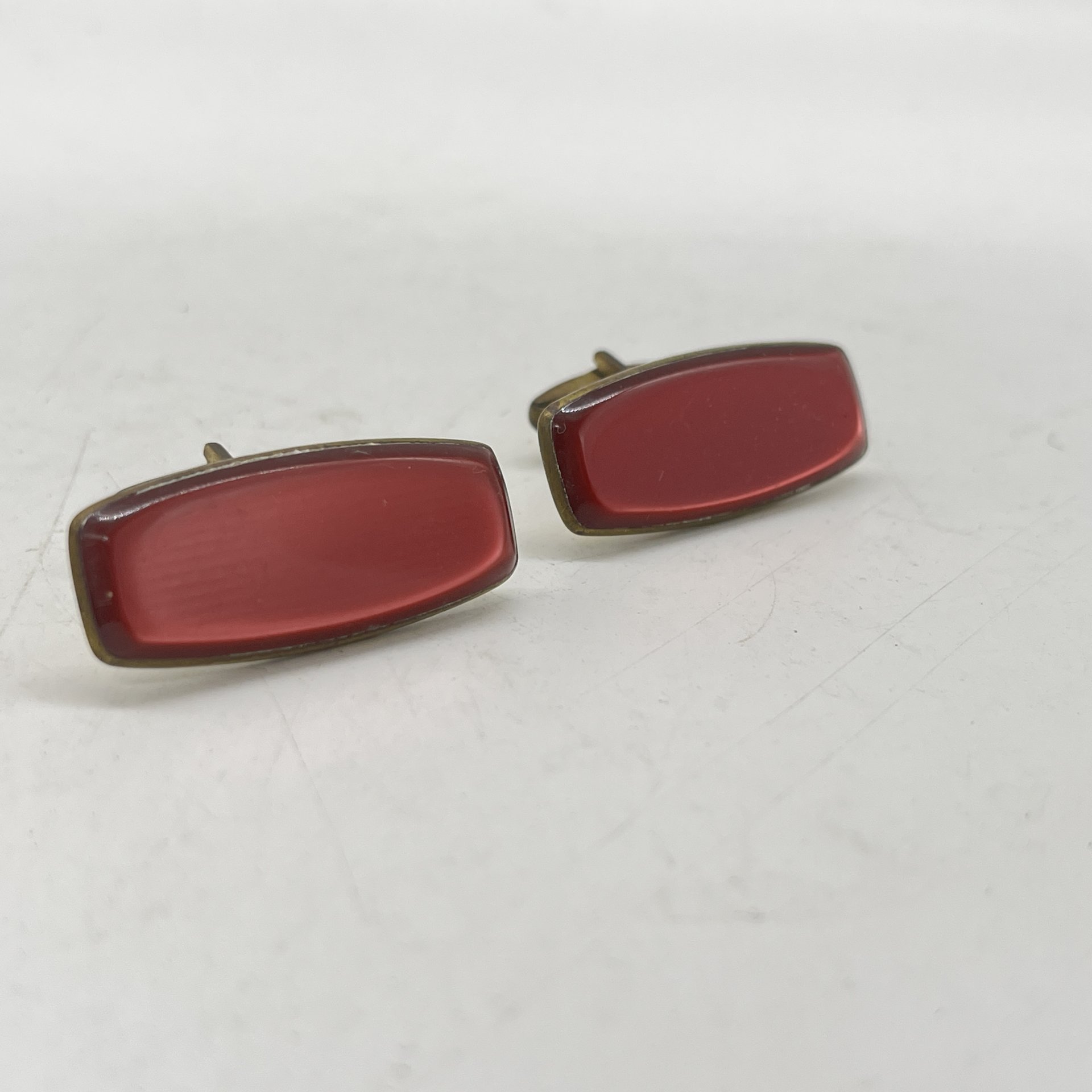 Запонки винтажные в малиновом оттенке, металл, пластик, СССР, 1970-1990 гг.