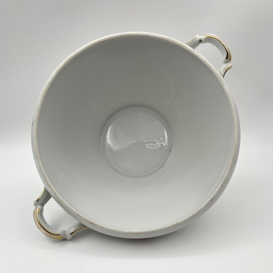 Супница, украшенная изображением розы, фарфор, деколь, золочение, Kahla, ГДР, 1968-1987 гг.