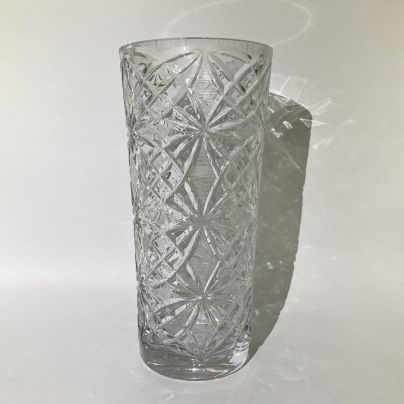 Высокая ваза с геометрическим декором, хрусталь, СССР, 1970-1990 гг.