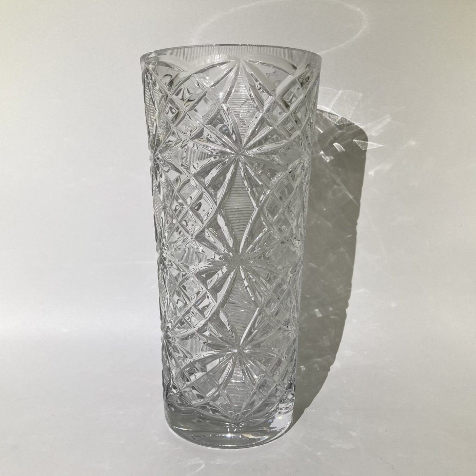 Высокая ваза с геометрическим декором, хрусталь, СССР, 1970-1990 гг.
