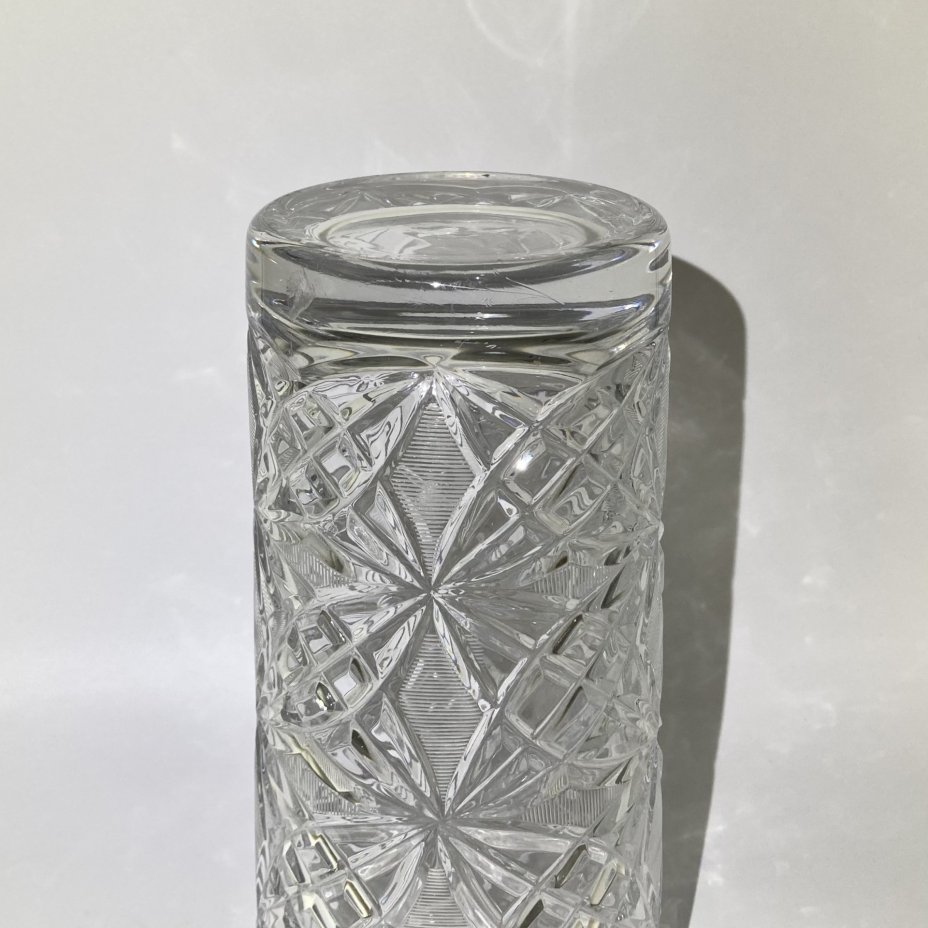 Высокая ваза с геометрическим декором, хрусталь, СССР, 1970-1990 гг.