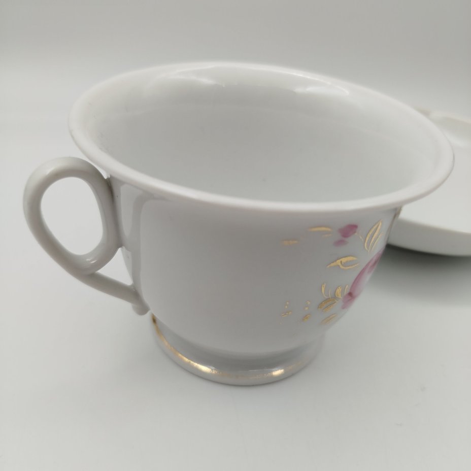 Пара чайная именная "Amelie" ("Амели"), украшенная изображением роз