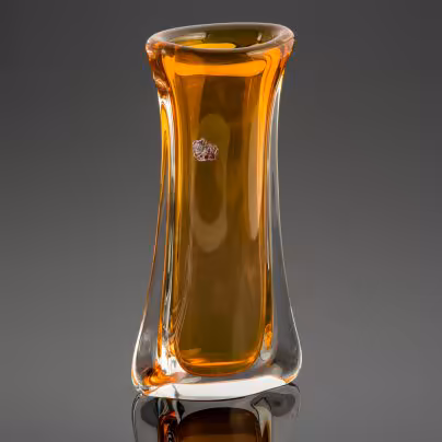 Ваза интерьерная для цветов уплощенной формы Arcadia Crystal Hand made