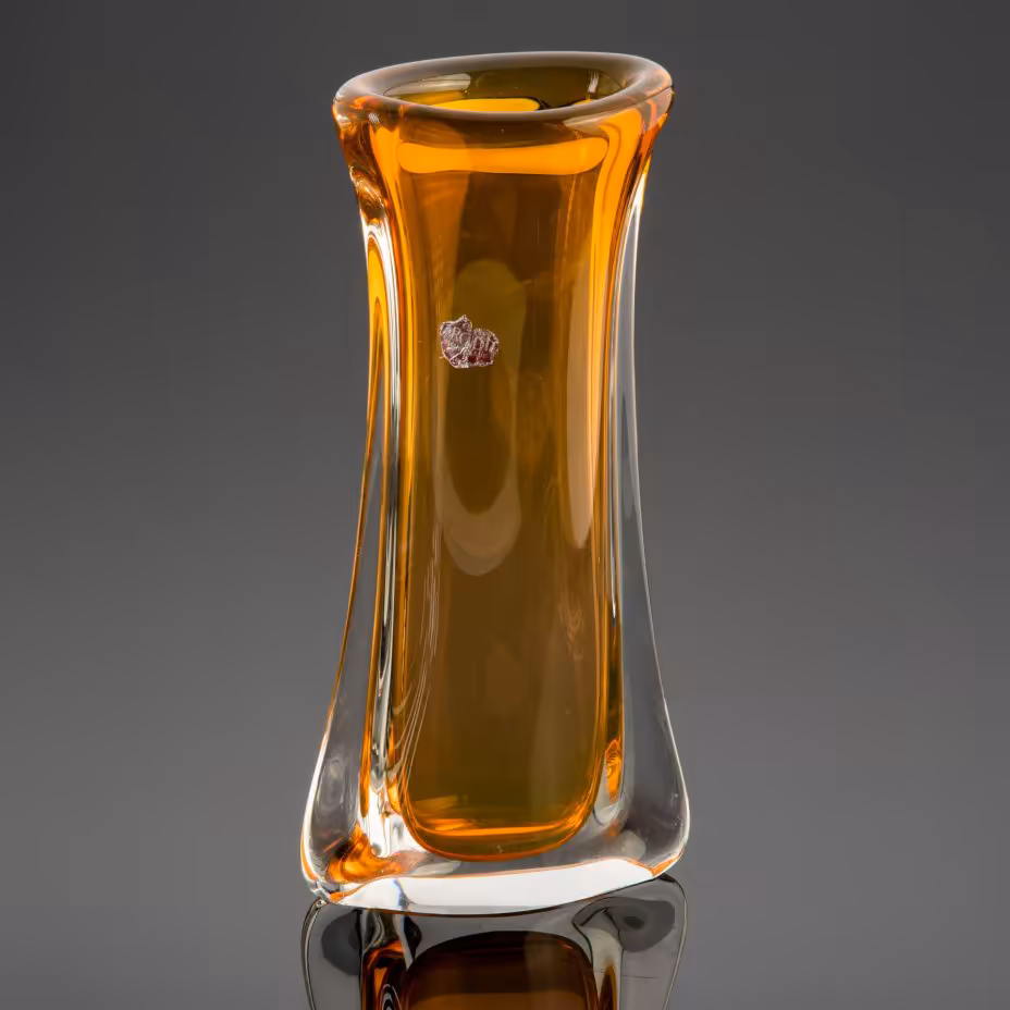 Ваза интерьерная для цветов уплощенной формы Arcadia Crystal Hand made