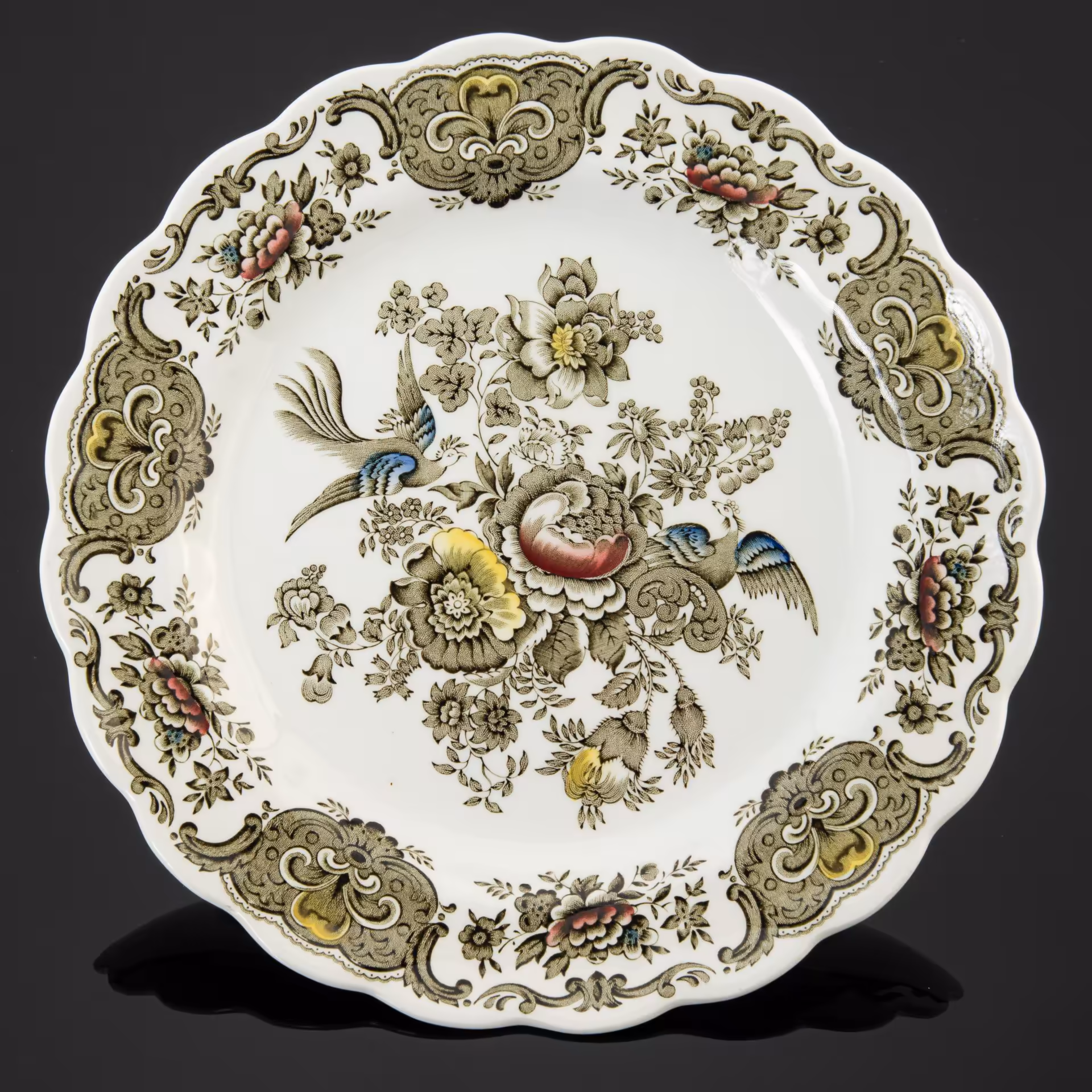Блюдо сервировочное, украшенное изображением птиц и цветов (Серия "Windsor"), Ridgway Potteries