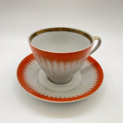 Чайная пара в бело-оранжевой гамме