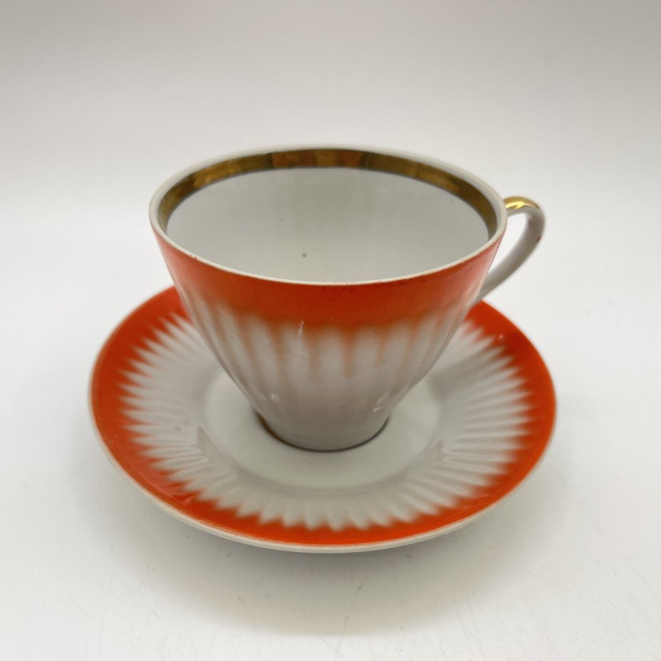 Чайная пара в бело-оранжевой гамме