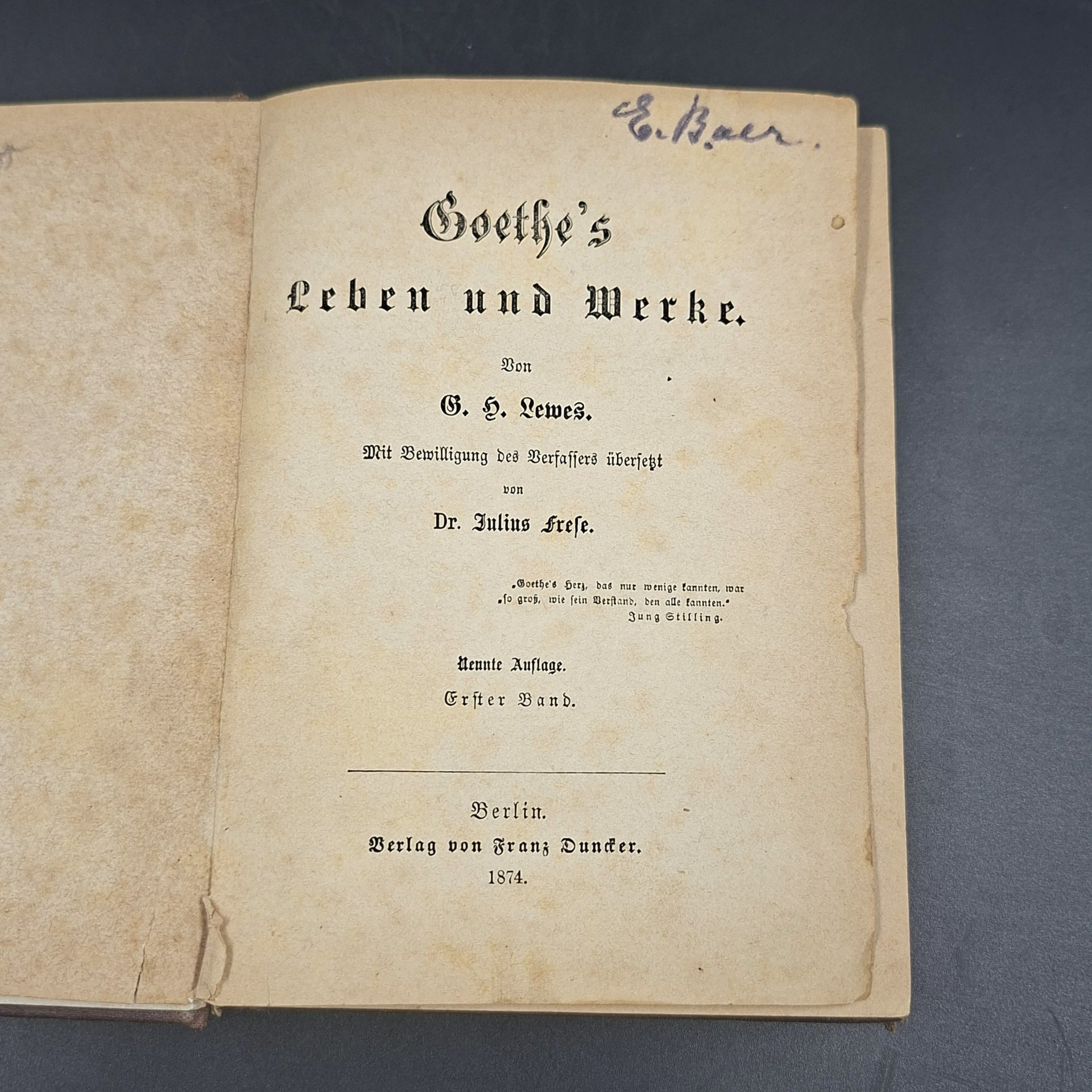 Фрезе Юлиус "Жизнь и произведения Гёте" ("Goethes Leben und Werke"), на немецком языке