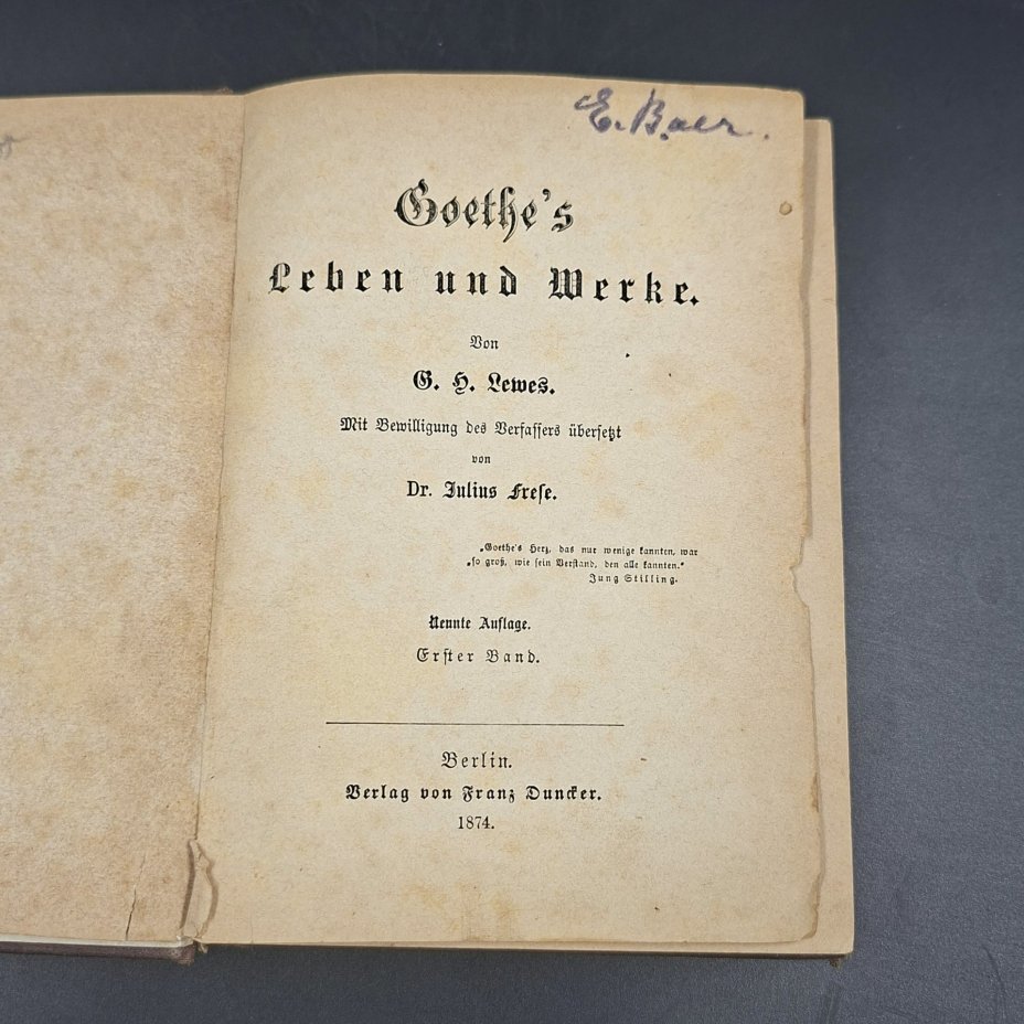 Фрезе Юлиус "Жизнь и произведения Гёте" ("Goethes Leben und Werke"), на немецком языке