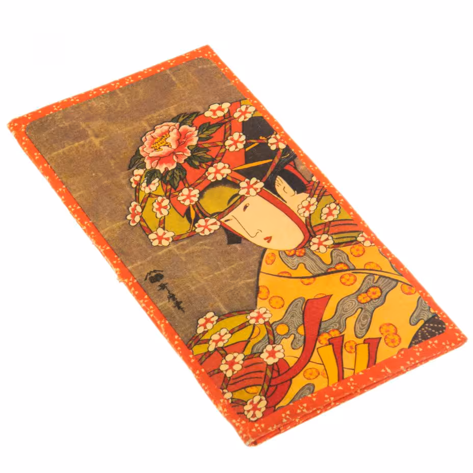 Кошелек винтажный в футляре, бумага, печать, Япония, 1970-1990 гг.