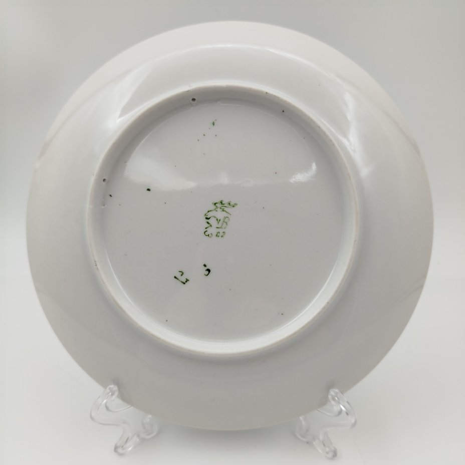 Тарелка декоративная настенная "Спаниель", фарфор, деколь, Дмитровский фарфоровый завод (ДФЗ Вербилки), СССР, 1965-1991 гг.