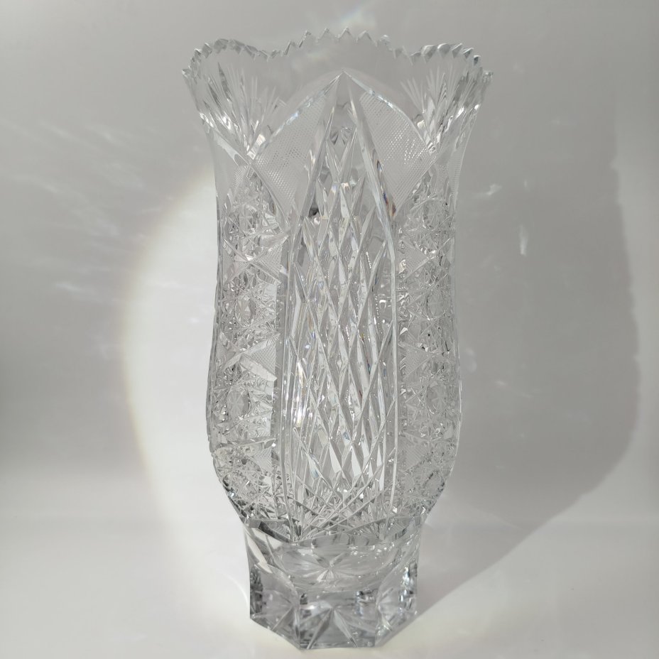 Ваза для цветов "Фирменная" (большая), хрусталь, алмазная грань, Дятьковский хрустальный завод, Россия, 1990-2010 гг.