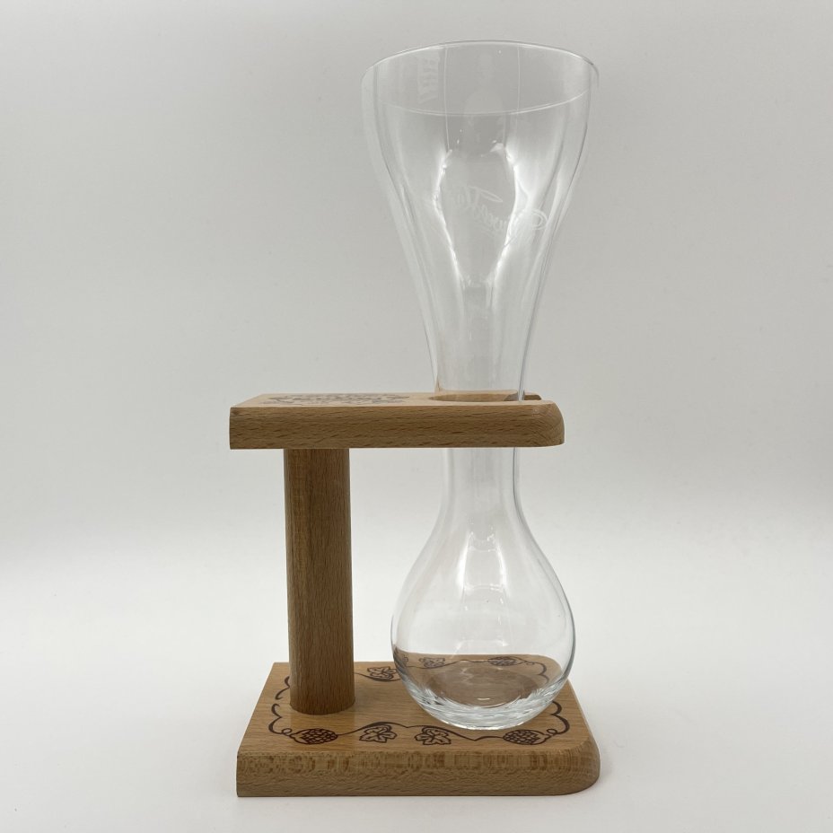 Бокал для пива (для Квака (Kwak)) уникальной формы с ручкой выполненной из дерева