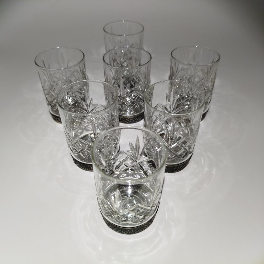 Набор из семи стопок, стекло, металл, СССР, 1960-1990 гг.