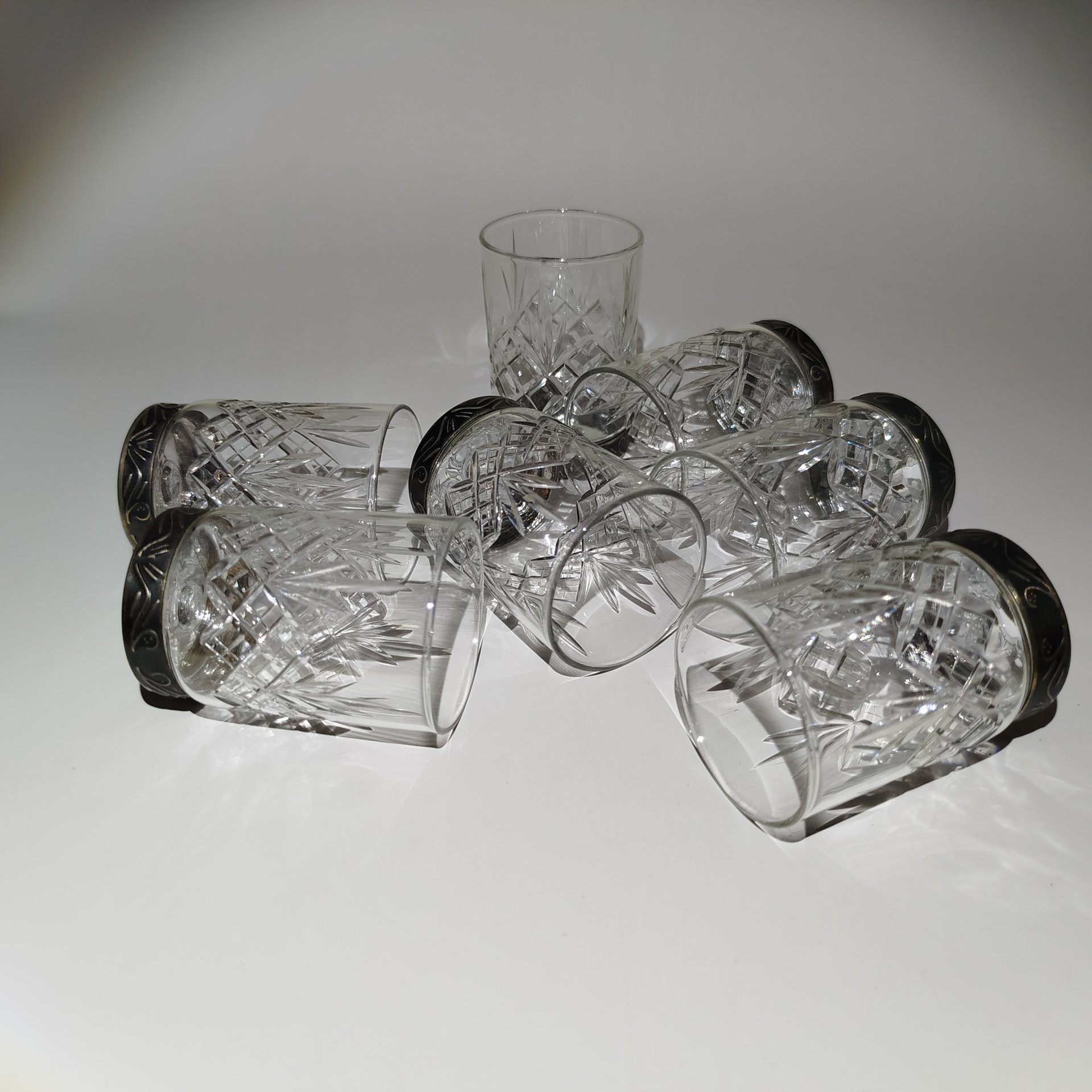 Набор из семи стопок, стекло, металл, СССР, 1960-1990 гг.