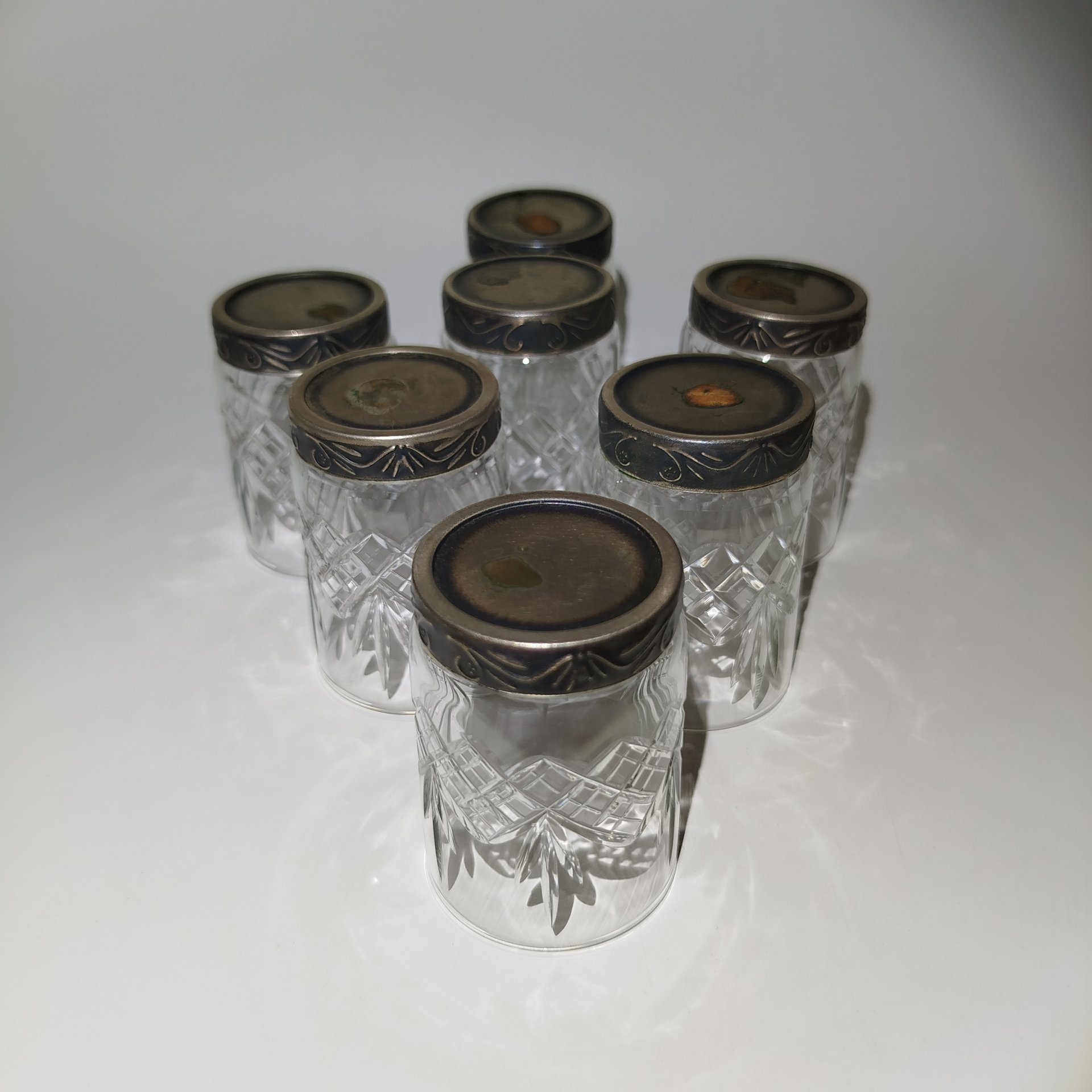 Набор из семи стопок, стекло, металл, СССР, 1960-1990 гг.