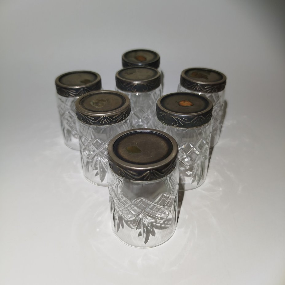 Набор из семи стопок, стекло, металл, СССР, 1960-1990 гг.