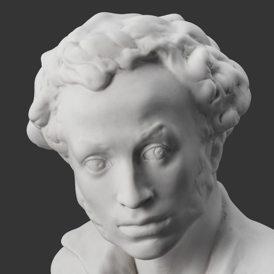 Бюст "А.С. Пушкин", автор модели А.Д. Корсиков, фарфор, бисквит, Ленинградский фарфоровый завод (ЛФЗ), СССР, 1960-1970 гг.