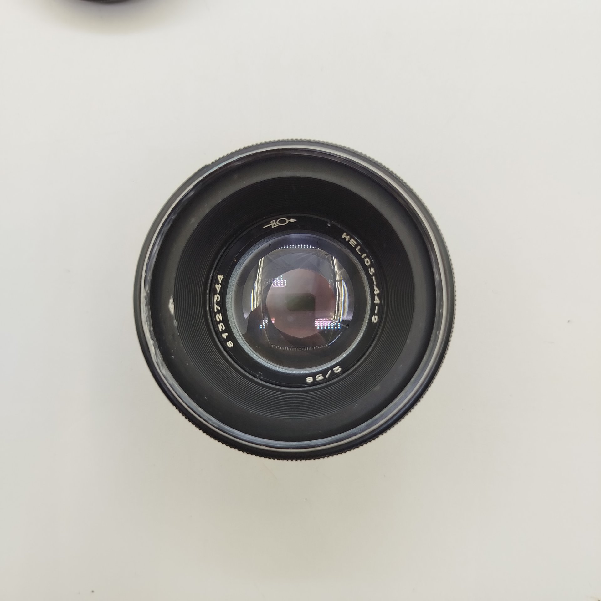 Фотообъектив HELIOS-44-2 2/58 с цветной линзой в родной коробке, металл, стекло, пластик, Завод «Юпитер», г. Валдай, СССР, 1966-1991 гг., Завод «Юпитер»