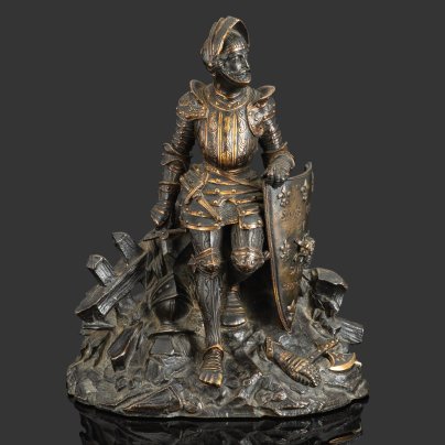 Скульптура "Рыцарь после сражения" ("Без страха и упрека"), бронза, литье, Европа, 1950-1970 гг.