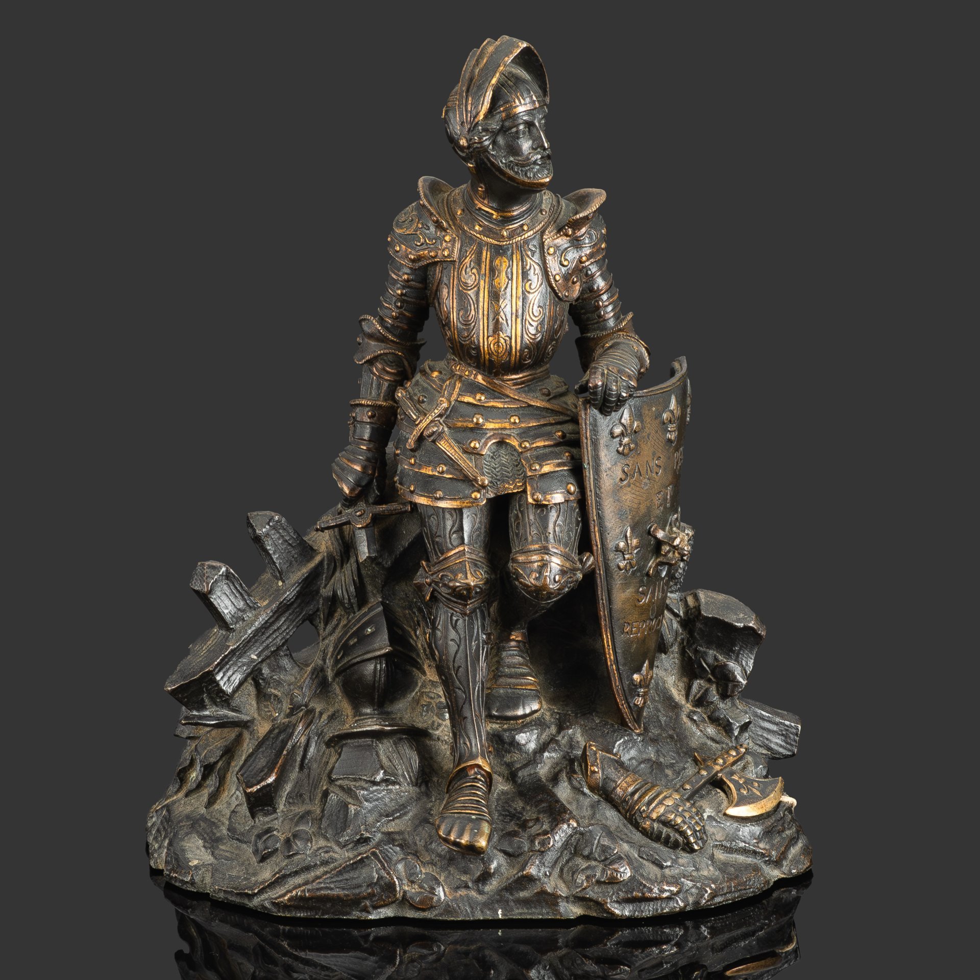 Скульптура "Рыцарь после сражения" ("Без страха и упрека"), бронза, литье, Европа, 1950-1970 гг.