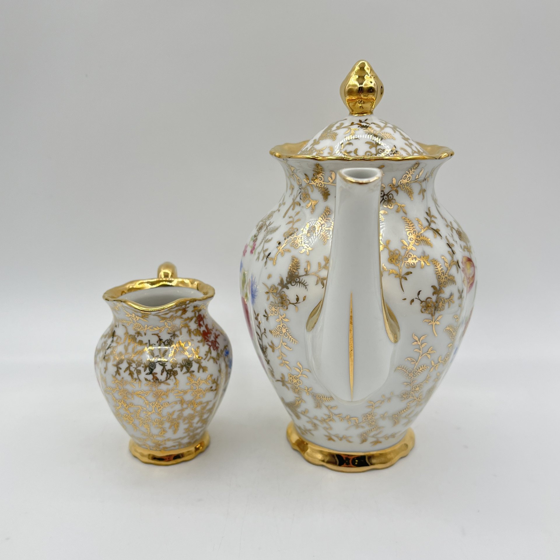 Сервиз кофейный с цветочным декором на 6 персон (14 предметов), Bareuther & Co., Bavaria