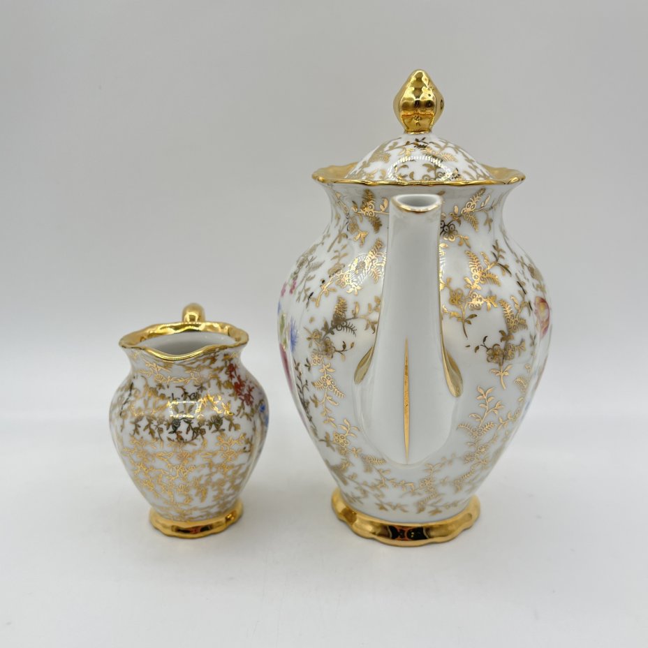 Сервиз кофейный с цветочным декором на 6 персон (14 предметов), Bareuther & Co., Bavaria