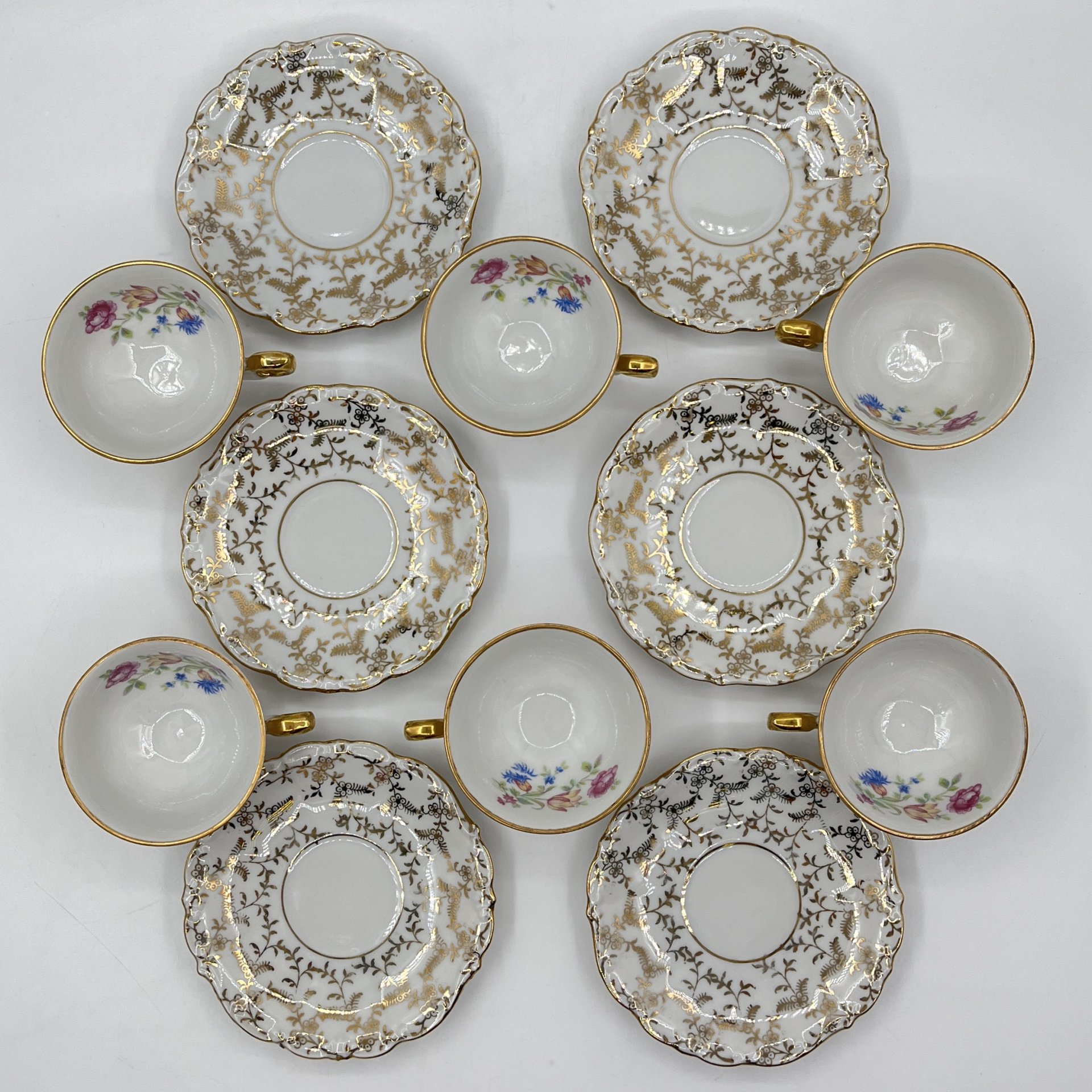 Сервиз кофейный с цветочным декором на 6 персон (14 предметов), Bareuther & Co., Bavaria