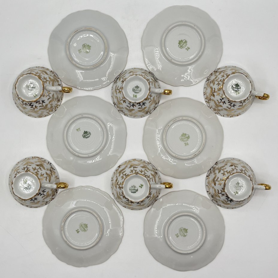 Сервиз кофейный с цветочным декором на 6 персон (14 предметов), Bareuther & Co., Bavaria