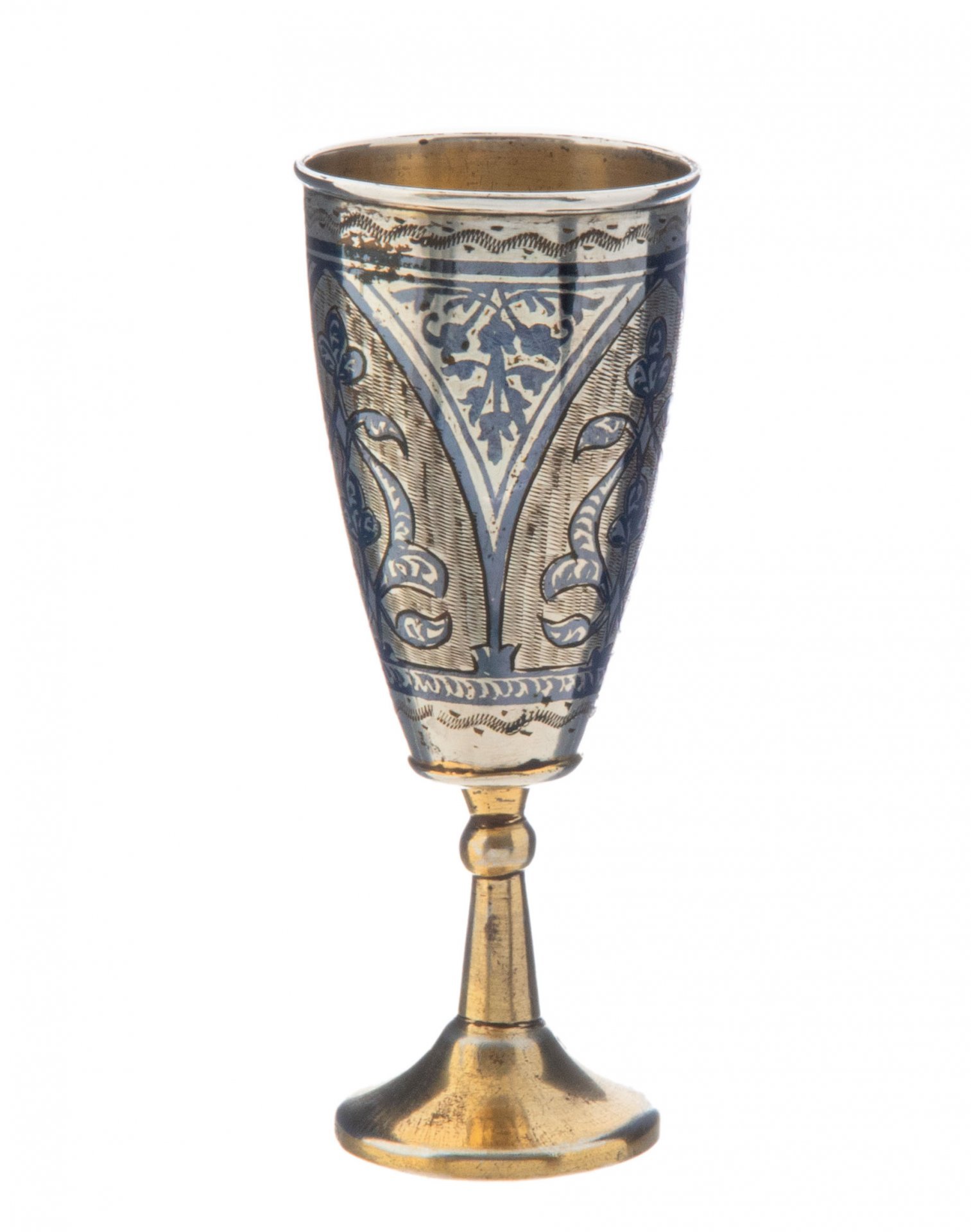 Рюмка с черневым растительным декором, серебро 875 пр., Кубачи, СССР, 1960-1970 гг.
