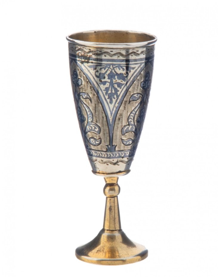 Рюмка с черневым растительным декором, серебро 875 пр., Кубачи, СССР, 1960-1970 гг.