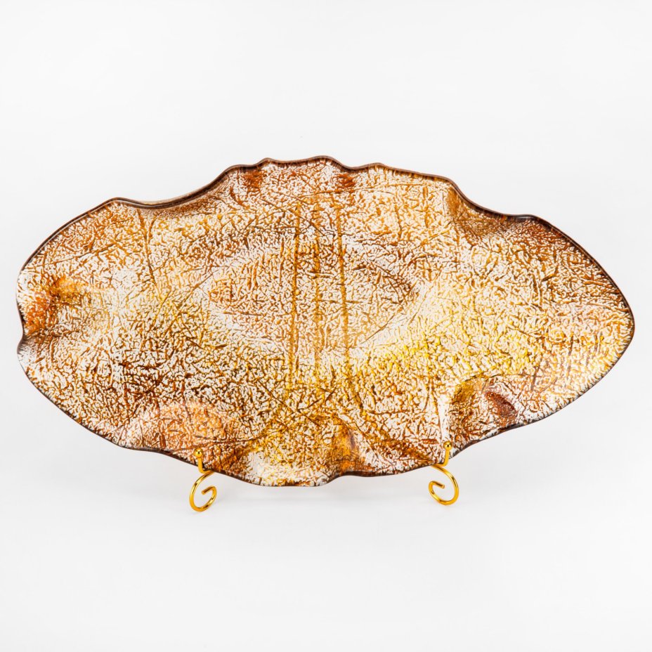 Блюдо сервировочное, крупное, с эффектным золотым декором, IVV