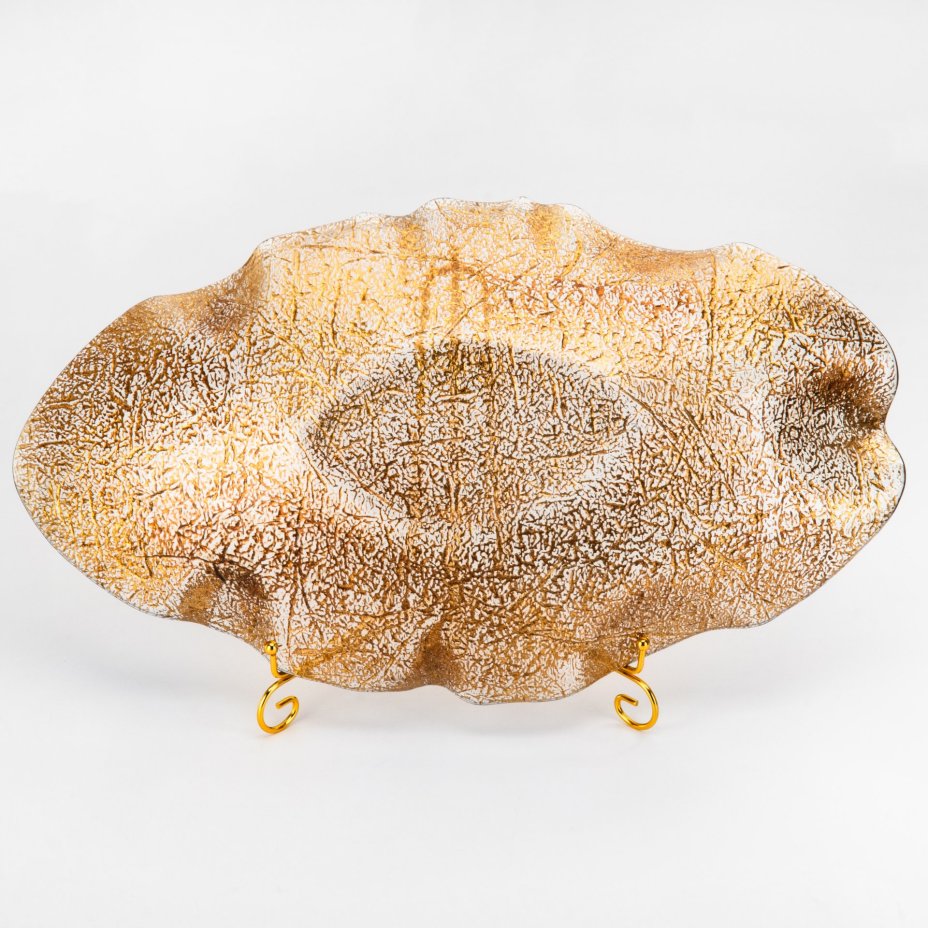 Блюдо сервировочное, крупное, с эффектным золотым декором, IVV