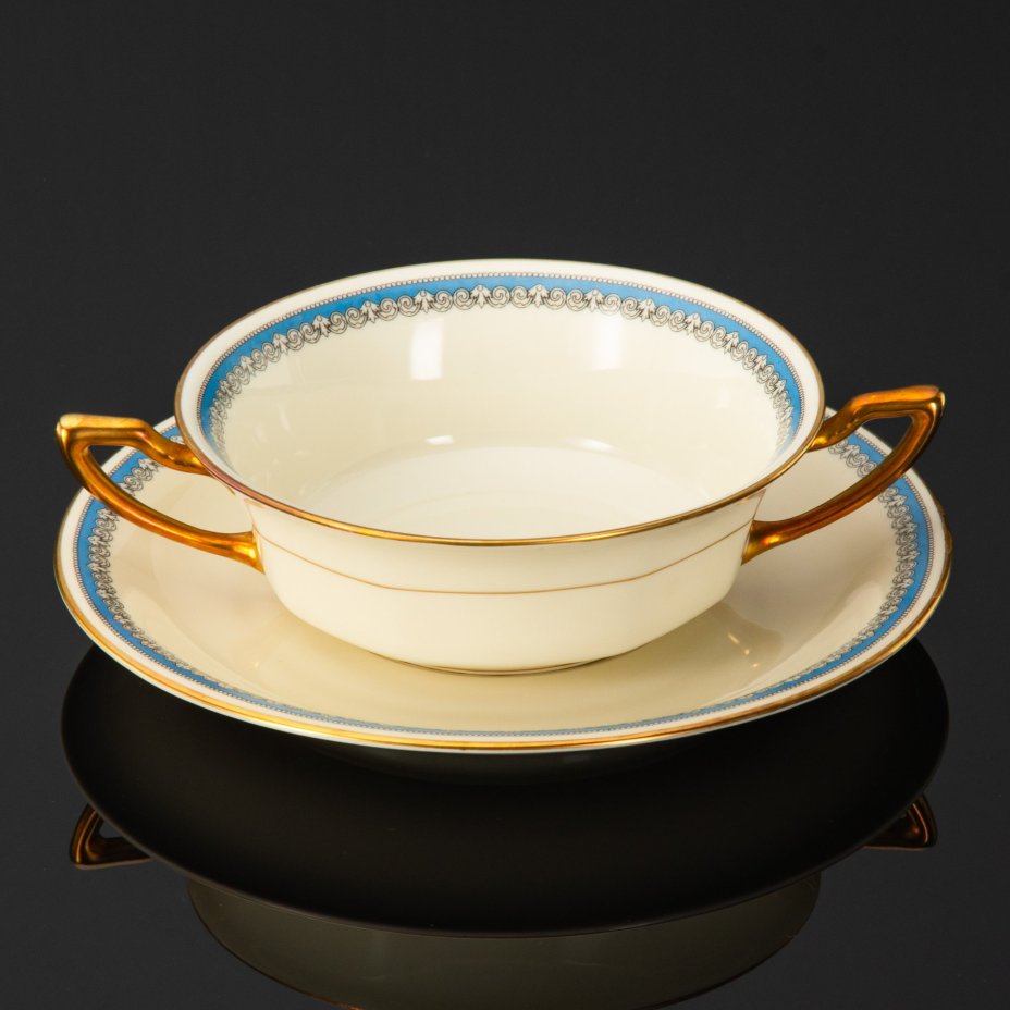 Бульонница с орнаментальным декором, "Ivory" (для американского рынка), фарфор, деколь, золочение, Rosenthal (Розенталь), Rosenthal (Розенталь)