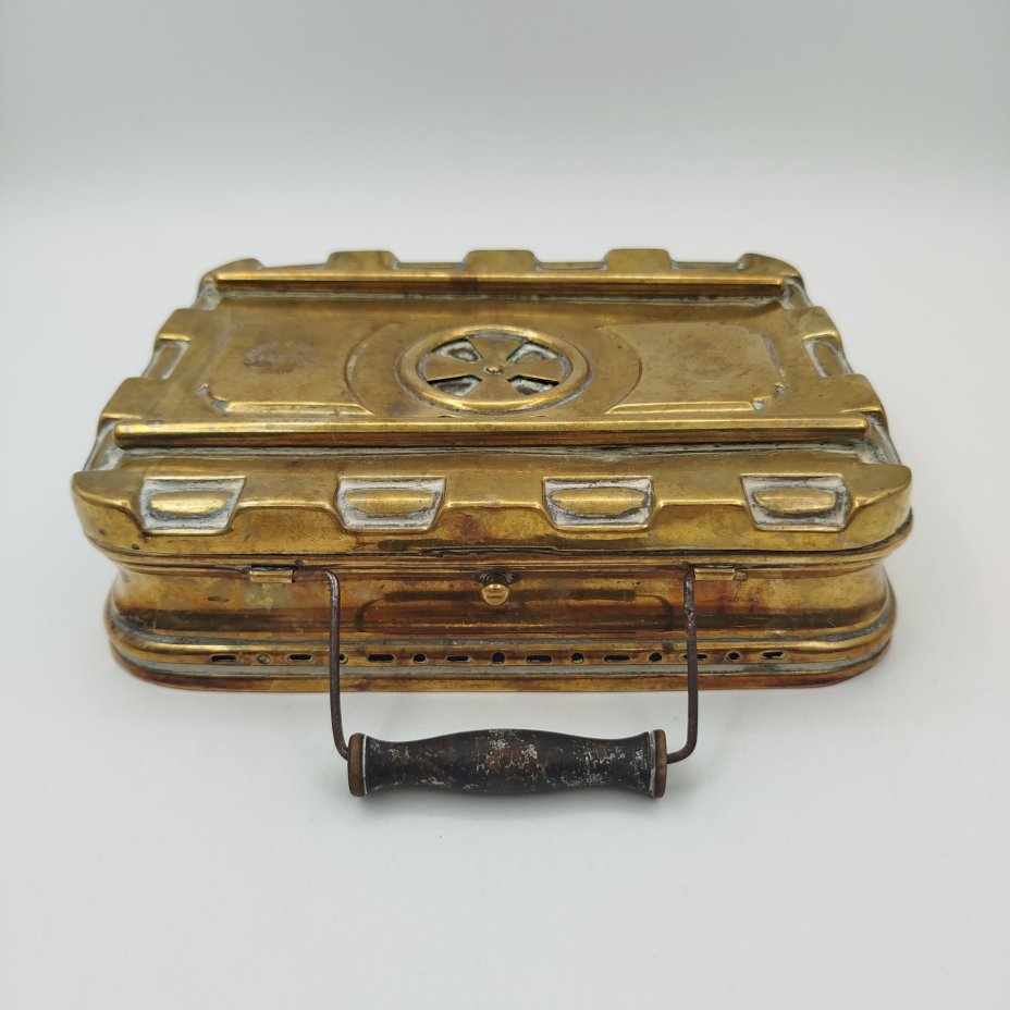 Портативная конфорка (обогреватель), латунь, дерево, Франция, 1890-1910 гг.