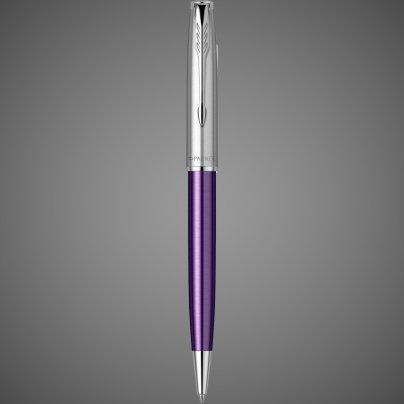Шариковая ручка Parker Sonnet Essentials Violet SB Steel CT, цвет чернил black, стержень: M, в подарочной упаковке., Металлы: нержавеющая сталь, палладий