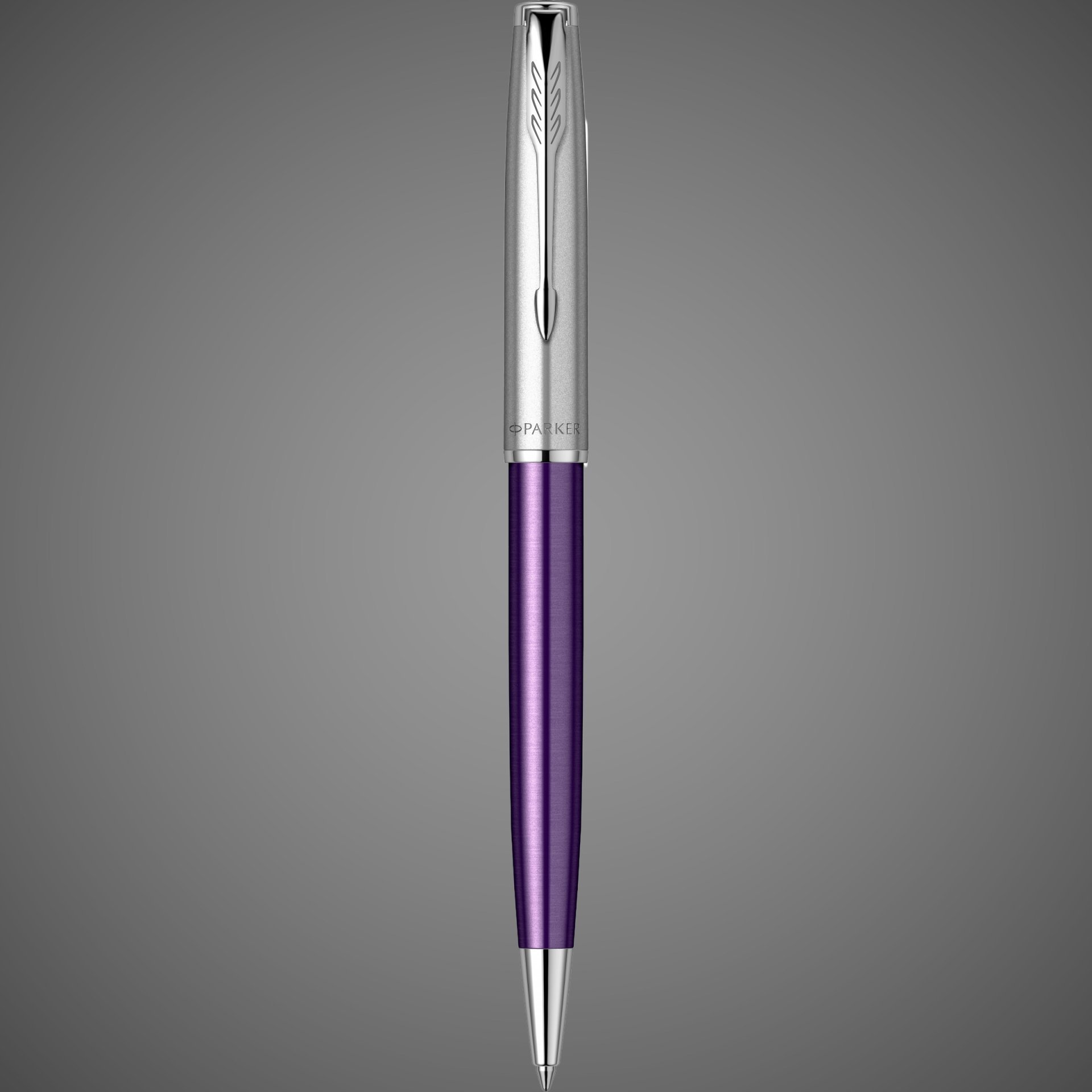 Шариковая ручка Parker Sonnet Essentials Violet SB Steel CT, цвет чернил black, стержень: M, в подарочной упаковке., Металлы: нержавеющая сталь, палладий