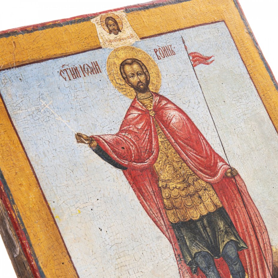 Икона "Святой мученик Иоанн Воин", дерево, темпера, Российская Империя, 1850-1900 гг.