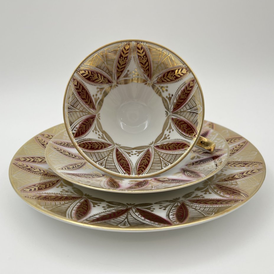 Чайное трио с растительным декором, Waldsassen Bareuther & Co.