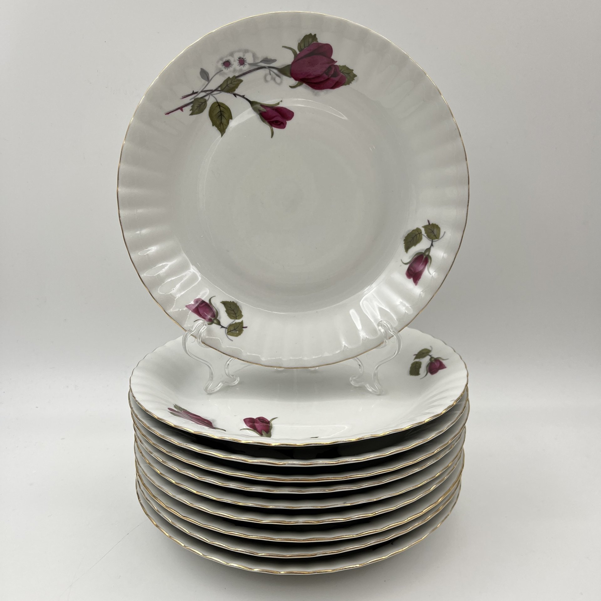 Набор из 10-ти десертных тарелок, украшенных изображением розы