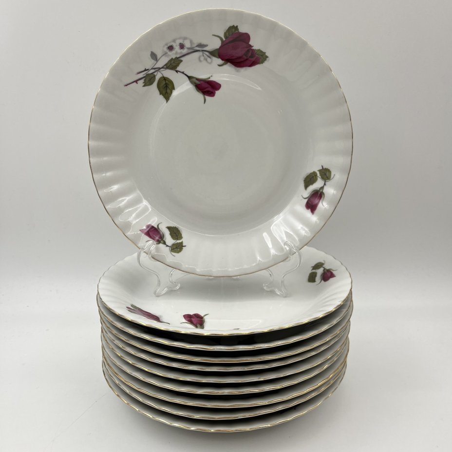 Набор из 10-ти десертных тарелок, украшенных изображением розы