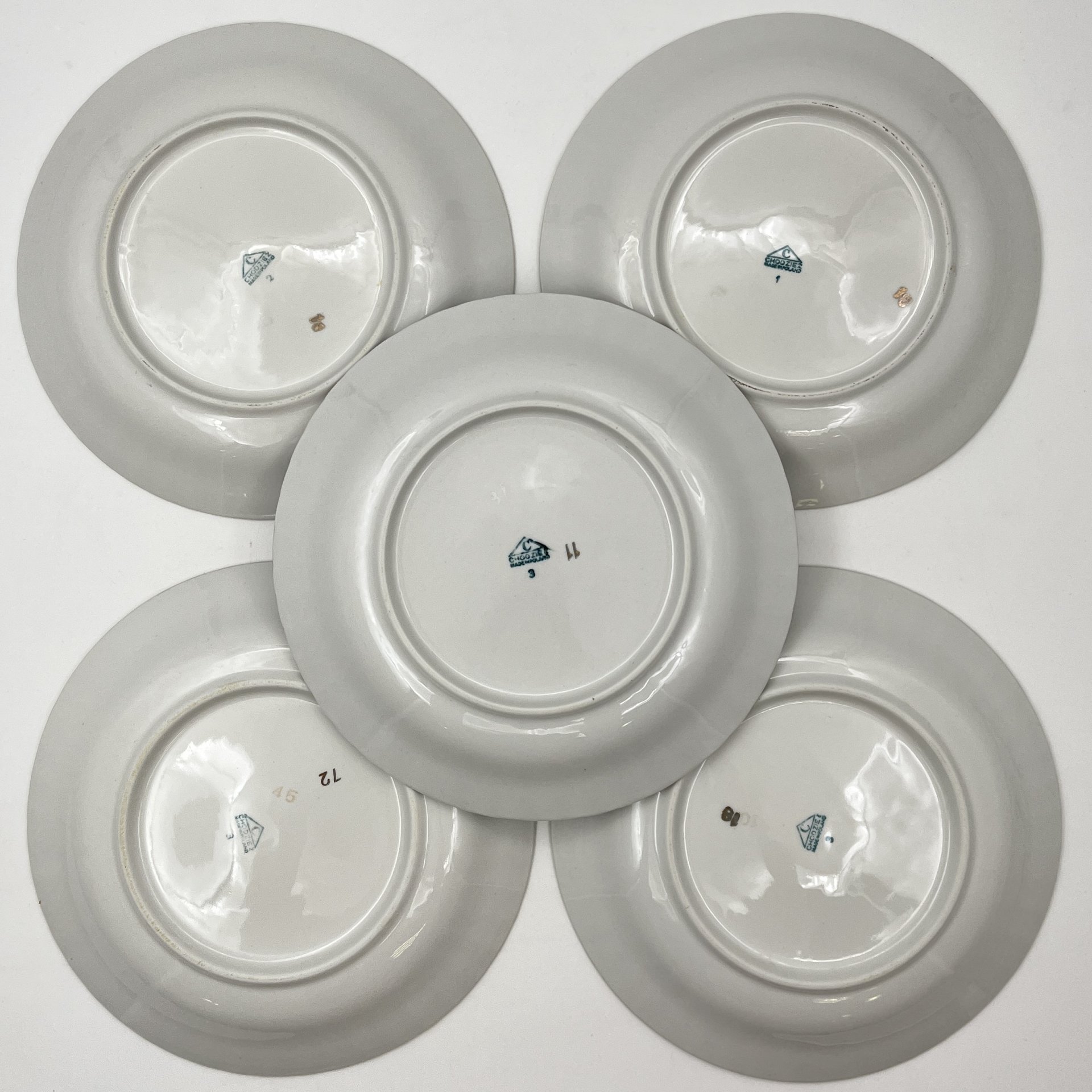 Набор из 10-ти десертных тарелок, украшенных изображением розы