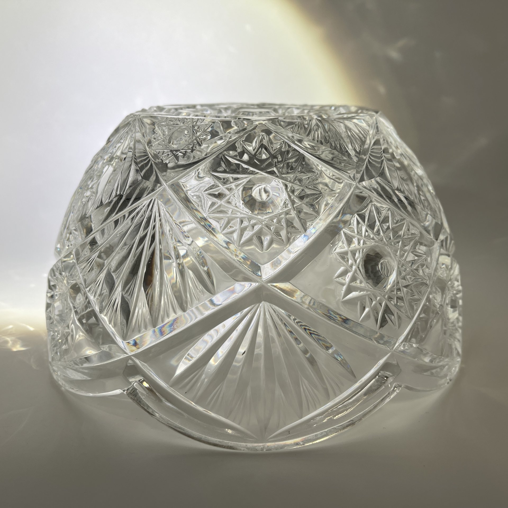 Большой салатник (фруктовница), хрусталь, алмазная грань, СССР, 1970-1990 гг.