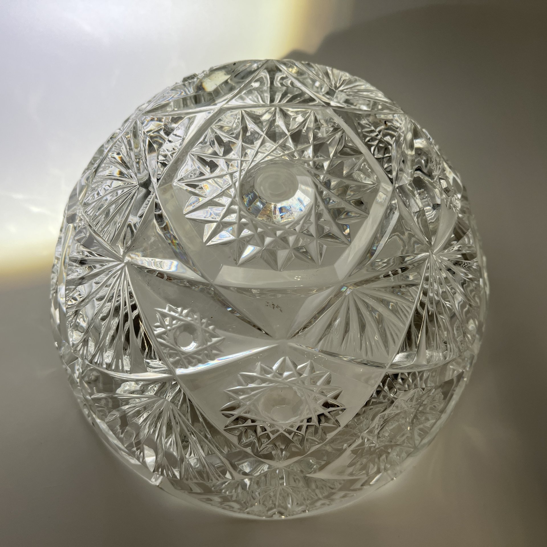 Большой салатник (фруктовница), хрусталь, алмазная грань, СССР, 1970-1990 гг.