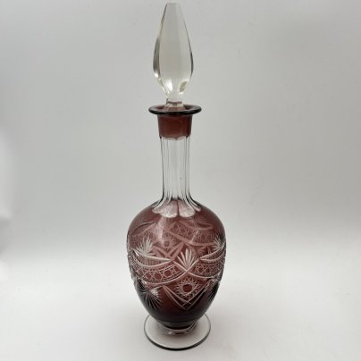 Штоф, украшенный геометрическим декором, стекло, алмазная грань, Дятьковский хрустальный завод, СССР, 1960-1980 гг.