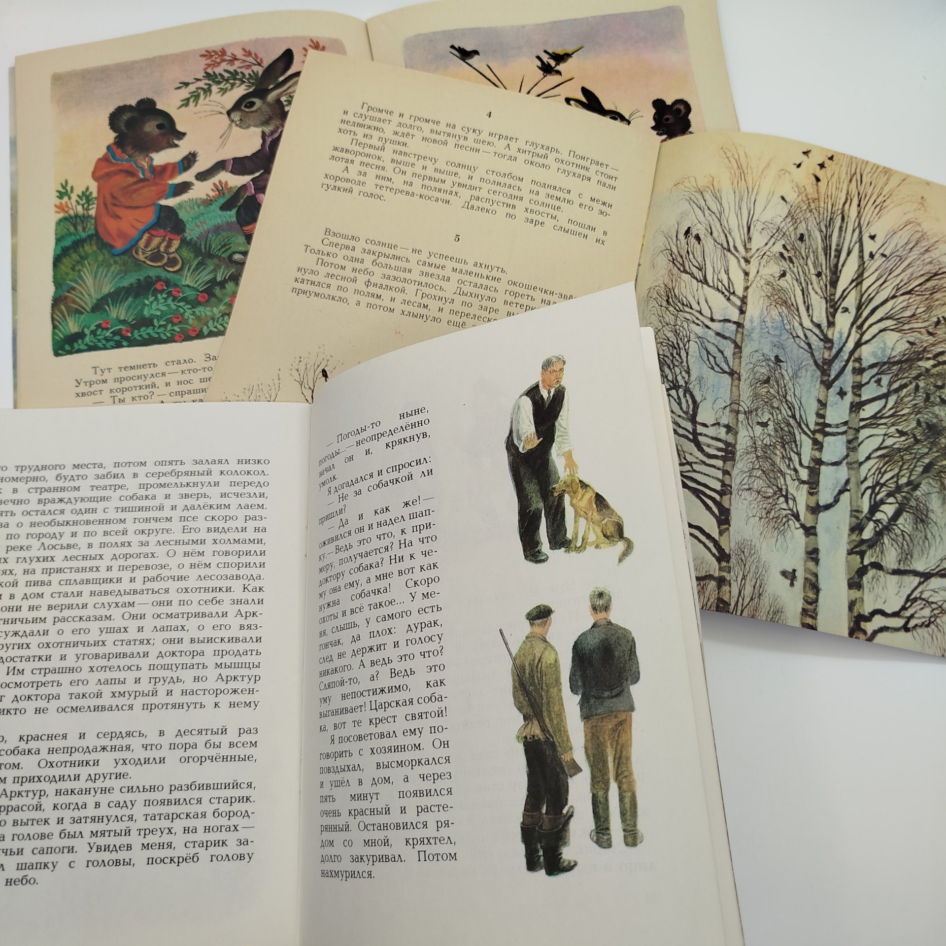 Набор из 5-ти детских книг (Ю. Казаков "Арктур-гончий пёс", В. Бианки "Голубой зверёк", И. Акимушкин "Чем кролик на зайца не похож", И. Соколов-Микитов "Весна-красна", чукотская сказка "Хочу кочевать-не хочу кочевать"), Издательство "Малыш", бумага, печать, СССР, 1981 г.